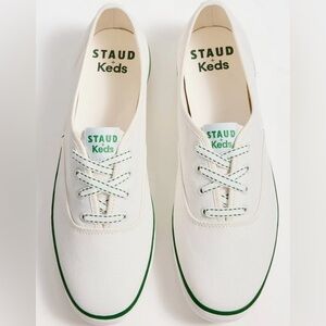 STAUD x Keds White and Green Sneakers